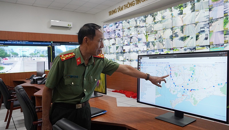 Đại tá Bùi Văn Thảo, Giám đốc Công an tỉnh Bà Rịa - Vũng Tàu tại Trung tâm chỉ huy