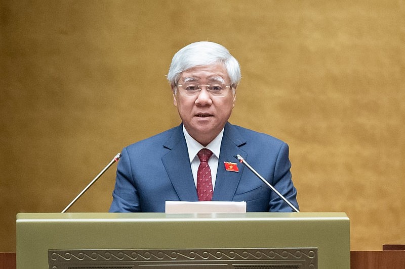 Chủ tịch Ủy ban Trung ương Mặt trận Tổ quốc Việt Nam Đỗ Văn Chiến phát biểu tại kỳ họp. (Ảnh: PV/Vietnam+)
