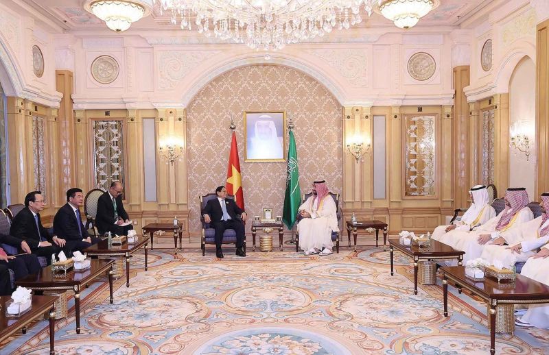 Thủ tướng Phạm Minh Chính hội đàm với Thủ tướng, Thái tử Saudi Arabia Mohammad bin Salman. (Nguồn: TTXVN)