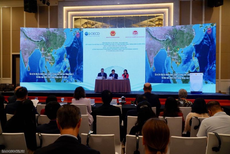 Diễn đàn Đầu tư Việt Nam-OECD là một trong những sự kiện được tổ chức trong khuôn khổ Chương trình Đông Nam Á của OECD (SEARP) năm 2023 do Việt Nam và Australia đồng chủ tịch. (Ảnh: Tuấn Việt)