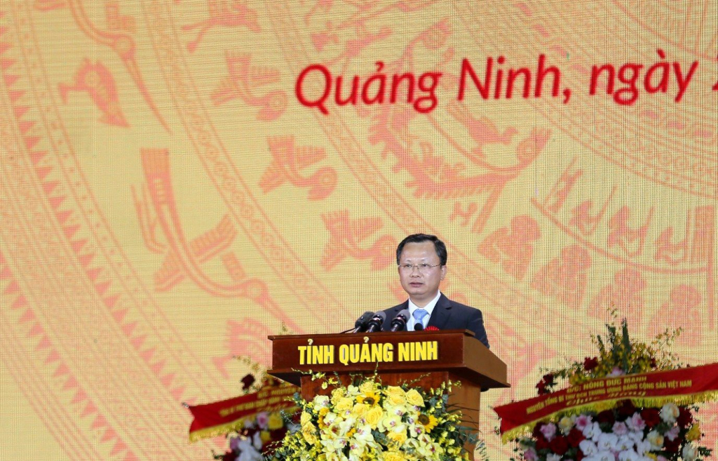 Ông Cao Tường Huy, Quyền Chủ tịch UBND tỉnh Quảng Ninh phát biểu tại buổi lễ.