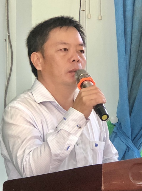 &Ocirc;ng Hồ Thanh Tr&igrave;nh ph&aacute;t biểu tại buổi lễ.