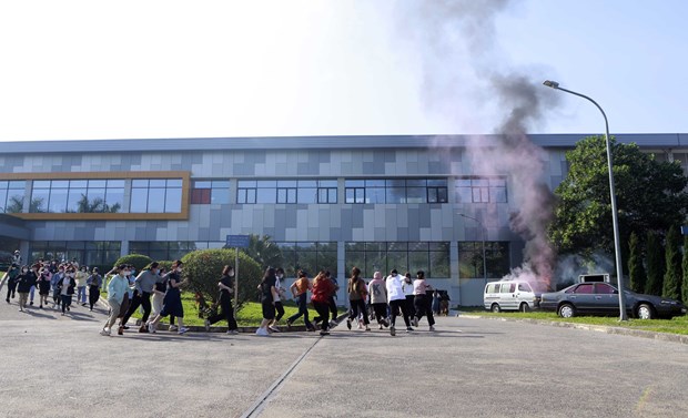 Vĩnh Phúc diễn tập phòng thủ ứng phó cháy tại khu công nghiệp