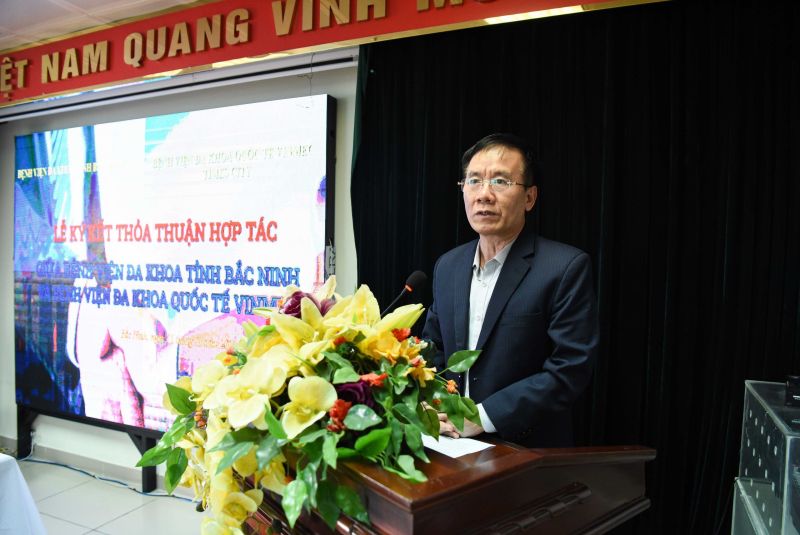 Ông Nguyễn Chí Hành - Phó Giám đốc sở Y tế Bắc Ninh phát biểu tại buổi lễ.