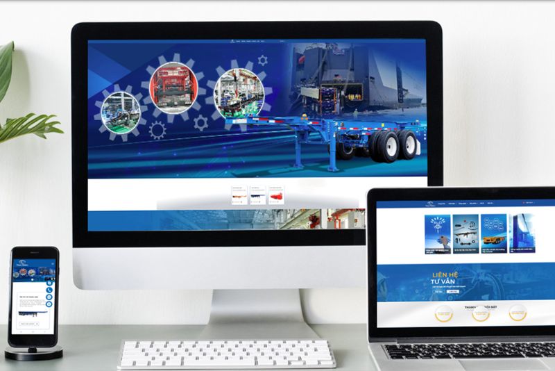 Giao diện website mới của Thaco Trailers tương thích với các thiết bị truy cập như laptop, smartphone, máy tính.