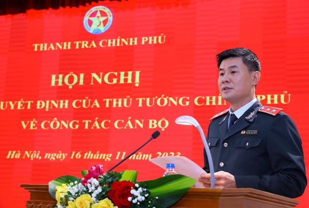 Tân Phó Tổng Thanh tra Nguyễn Văn Cường phát biểu nhận nhiệm vụ mới.