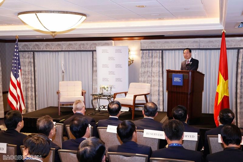 Chủ tịch nước Võ Văn Thưởng phát biểu và trao đổi chính sách tại Hội đồng Quan hệ đối ngoại Hoa Kỳ, ngày 15/11.
