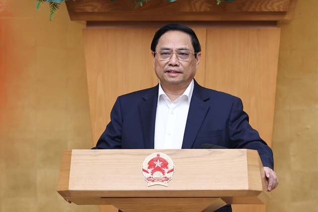 Thủ tướng Phạm Minh Chính phát biểu khai mạc Phiên họp Chính phủ chuyên đề về xây dựng pháp luật tháng 11/2023 (Ảnh: VGP/Nhật Bắc)