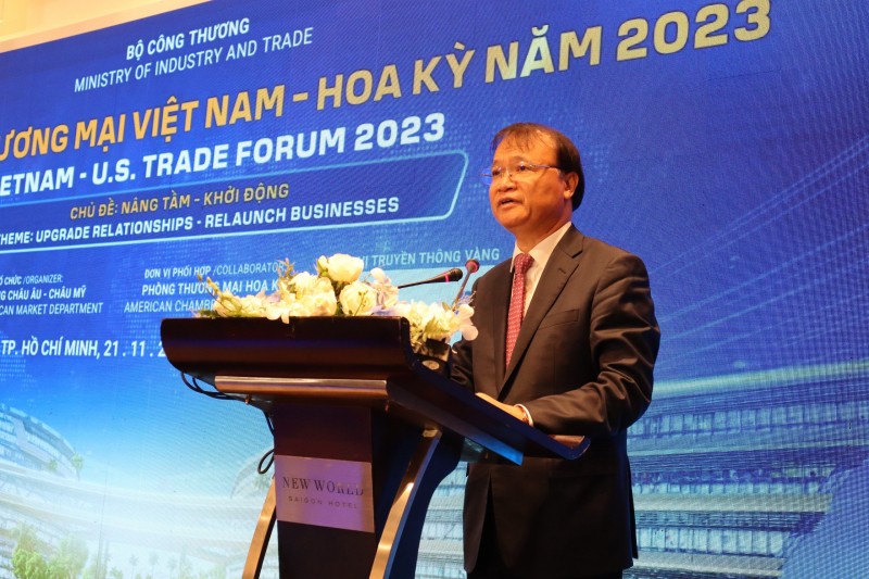 Thứ trưởng Bộ Công Thương Đỗ Thắng Hải phát biểu tại Diễn đàn Thương mại Việt Nam - Hoa Kỳ.