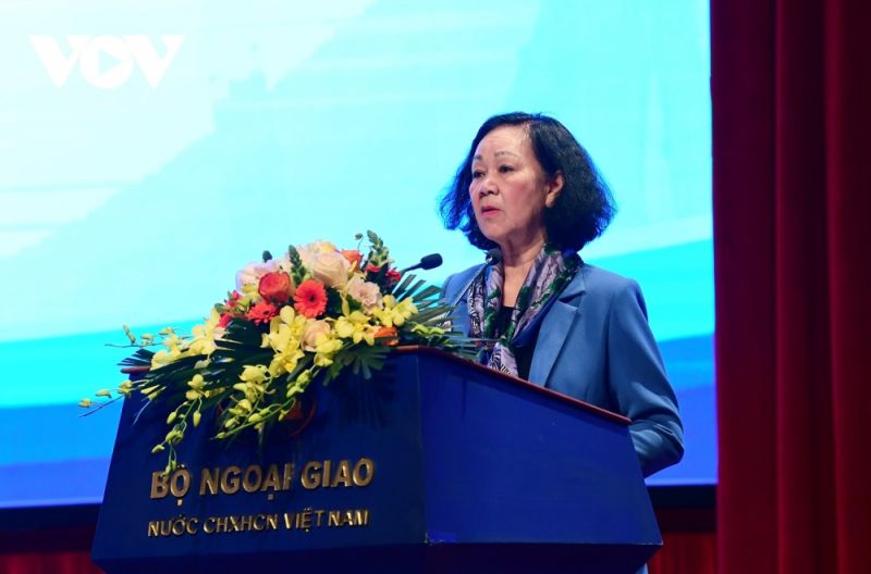 Thường trực Ban Bí thư, Trưởng Ban Tổ chức Trung ương Trương Thị Mai phát biểu tại buổi lễ.
