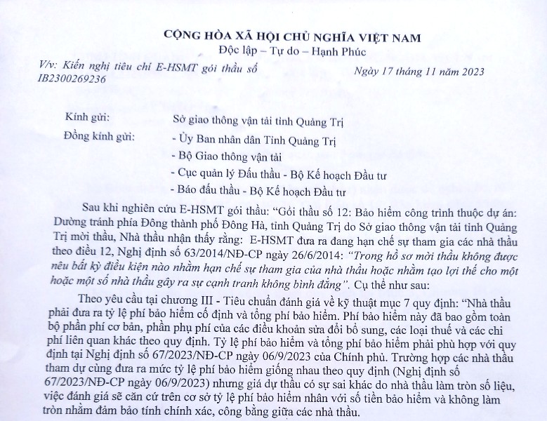 Quảng Trị: Bảo hiểm dự án “Đường tránh phía Đông thành phố Đông Hà, tỉnh Quảng Trị” đang có nhiều ý kiến khác nhau