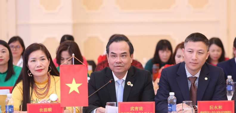 Đồng chí Vũ Thanh Lưu, Phó Chủ tịch Hội Chữ thập đỏ Việt Nam phát biểu tại chương trình hội đàm