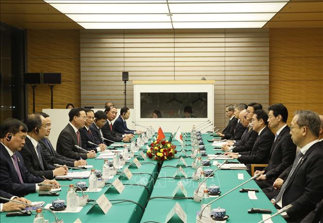 Chủ tịch nước Võ Văn Thưởng hội đàm với Thủ tướng Nhật Bản Kishida.