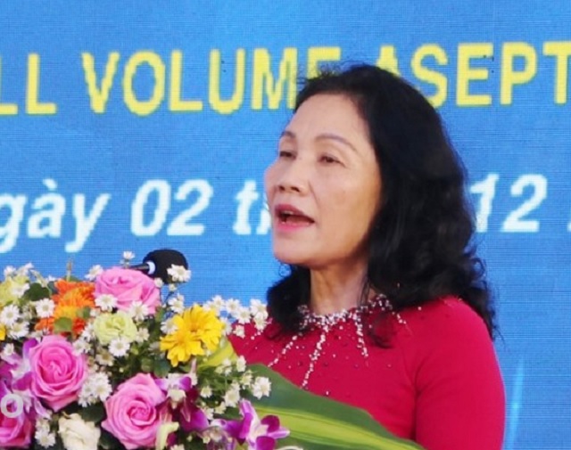 Bà Phạm Thị Thanh Hương phát biểu tại Lễ khánh thành nhà máy.