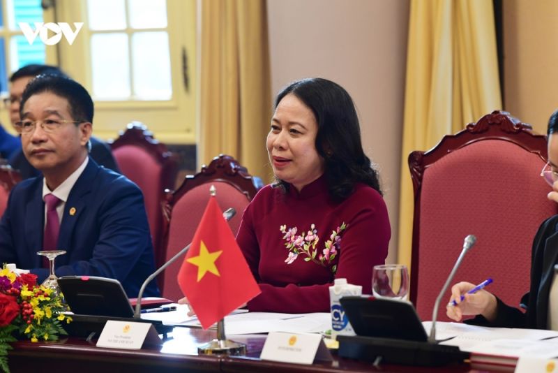 Phó Chủ tịch nước Võ Thị Ánh Xuân tại hội đàm.