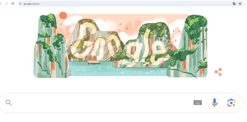 Trang chủ Google Việt Nam vinh danh Di sản thiên nhiên thế giới Vịnh Hạ Long trên Google Doodle.