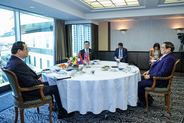 Thủ tướng Campuchia và Thủ tướng Lào ủng hộ sáng kiến của Thủ tướng Chính Phủ Phạm Minh Chính về việc triển khai cơ chế họp 3 Thủ tướng Chính phủ - Ảnh: VGP/Nhật Bắc