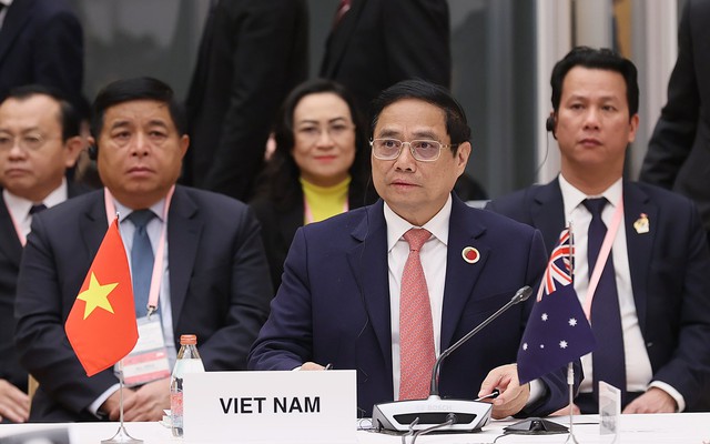 Thủ tướng Phạm Minh Chính: Chung ý chí, quyết tâm cao và hành động quyết liệt hướng tới một châu Á phát triển phát thải ròng bằng 0 - Ảnh: VGP/Nhật Bắc