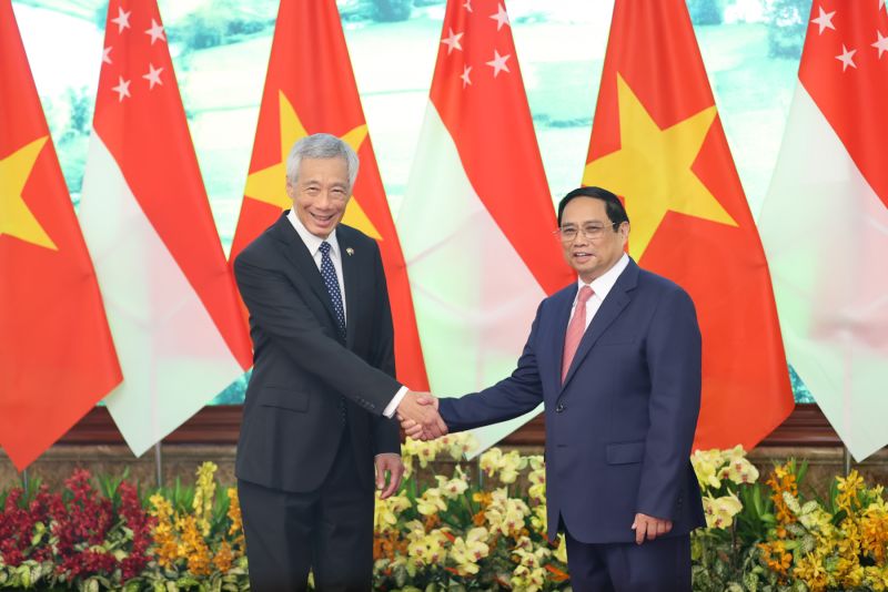 Thủ tướng Phạm Minh Chính đón Thủ tướng Singapore Lý Hiển Long thăm chính thức Việt Nam từ ngày 27-29/8/2023 - Ảnh: VGP/Nhật Bắc