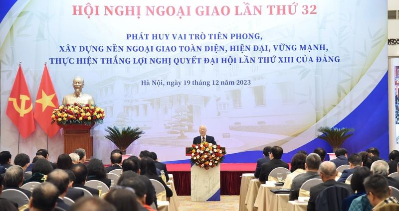 Khai mạc Hội nghị Ngoại giao 32, Tổng Bí thư Nguyễn Phú Trọng tới dự và phát biểu chỉ đạo