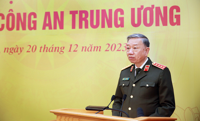 Bộ trưởng Tô Lâm phát biểu khai mạc hội nghị. Ảnh: Báo CAND