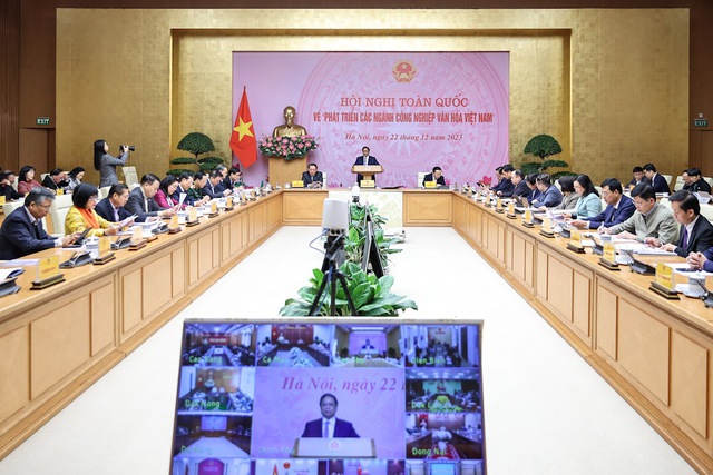 Hội nghị toàn quốc về phát triển các ngành công nghiệp văn hóa Việt Nam được tổ chức hôm nay (22/12/2023) là Hội nghị đầu tiên, có ý nghĩa đặc biệt quan trọng về phát triển các ngành công nghiệp văn hóa Việt Nam - Ảnh: VGP/Nhật Bắc