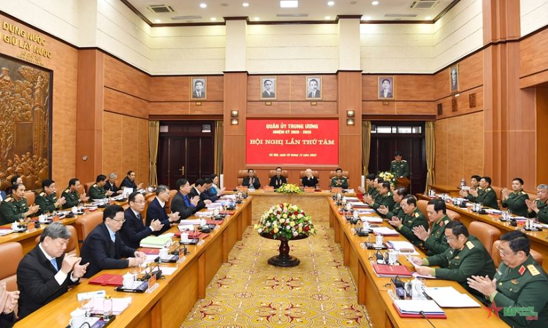Quang cảnh Hội nghị lần thứ Tám Quân ủy Trung ương nhiệm kỳ 2020-2025.