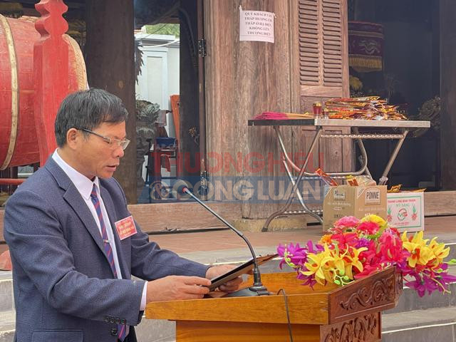 ông Nguyễn Hồng Chính – Chủ tịch UBND xã Hậu Thành phát biểu tại buổi lễ Khánh thành.