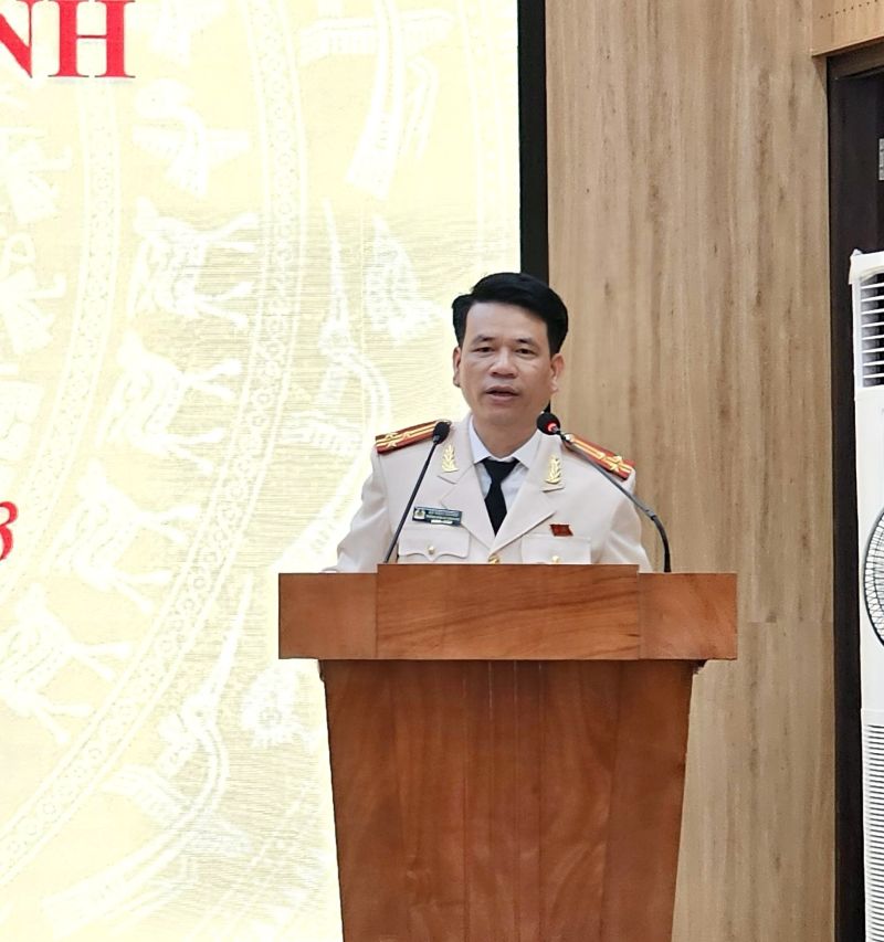 Thượng tá Đỗ Ngọc Dương phát biểu nhận nhiệm vụ