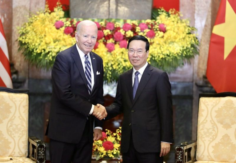 Chủ tịch nước Võ Văn Thưởng tiếp Tổng thống Mỹ Joe Biden ngày 11/9/2023 tại Hà Nội. Ảnh: Nhật Minh