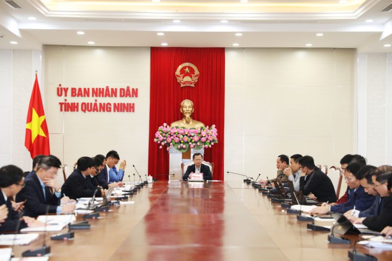 Đồng chí Cao Tường Huy, Phó Bí thư Tỉnh ủy, Chủ tịch UBND tỉnh Quảng Ninh chủ trì cuộc họp.