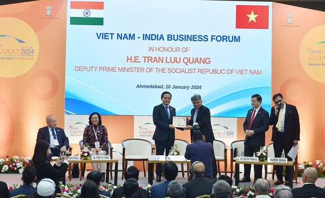 Phó Thủ tướng Chính phủ Trần Lưu Quang cùng các đại biểu dự Diễn đàn doanh nghiệp Việt Nam-Ấn Độ - Ảnh: VGP/Hải Minh