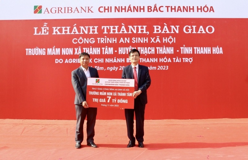 Agribank tài trợ 7 tỷ đồng xây dựng Trường Mầm non xã Thành Tâm (huyện Thạch Thành, tỉnh Thanh Hóa)