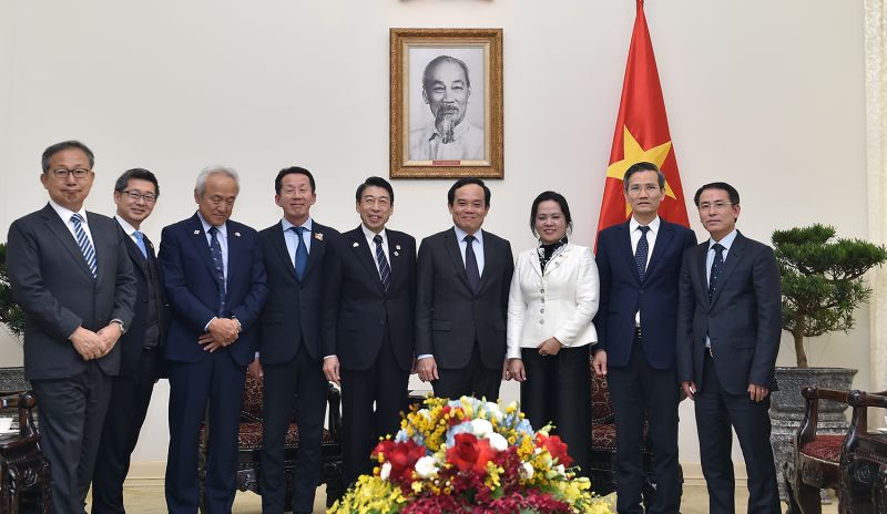 Phó Thủ tướng Trần Lưu Quang và các đại biểu tham dự buổi tiếp - Ảnh: VGP/Hải Minh