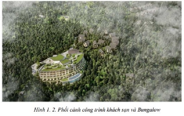 Phối cảnh dự án sẽ xây dựng trong Vườn quốc gia Tam Đảo (Ảnh chụp từ báo cáo ĐTM)