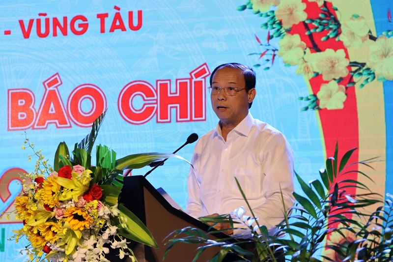 Chủ tịch UBND tỉnh BR-VT Nguyễn Văn Thọ phát biểu tại buổi họp mặt báo chí