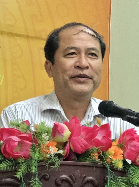 Ông Nguyễn Phạm Kiên Trung phát biểu lời tri ân. Ảnh: V.H