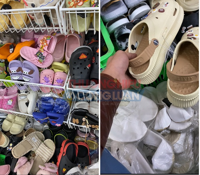 Nhiều sản phẩm giày dép mang mác made in China không có thông tin tiếng Việt, có những sản phẩm còn 