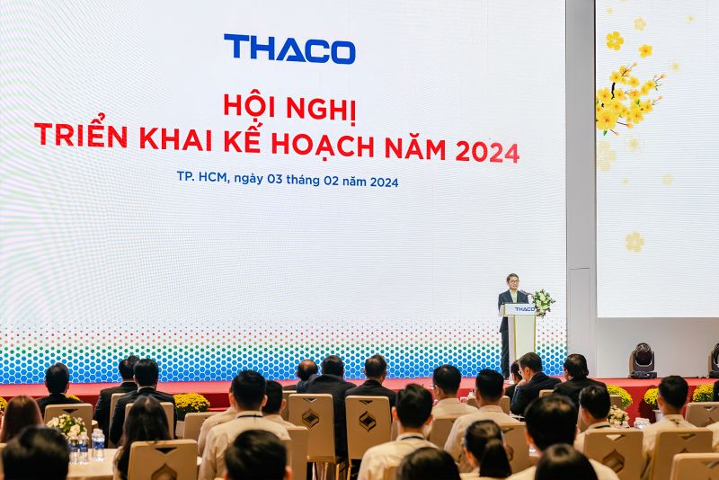 Chủ tịch HĐQT THACO Trần Bá Dương phát biểu tại hội nghị