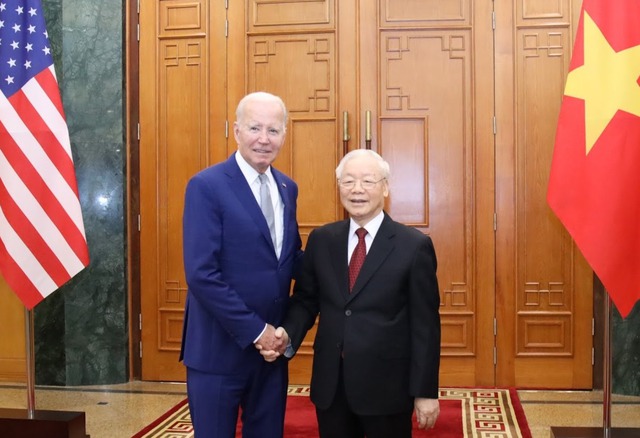 Tổng Bí thư Nguyễn Phú Trọng và Tổng thống Hoa Kỳ Joe Biden. Ảnh chinhphu.vn.