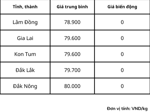 Giá cà phê trong nước hôm nay