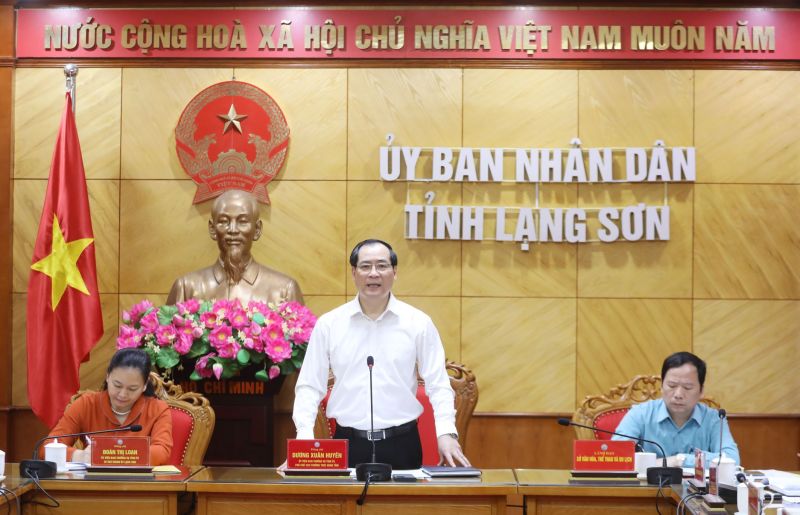 Phó Chủ tịch Thường trực UBND tỉnh Lạng Sơn Dương Xuân Huyên phát biểu kết luận tại buổi kiểm tra, làm việc