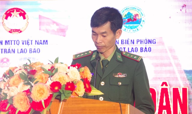 Thượng tá Phan Mạnh Trường - Chính trị viên, Đồn Biên phòng cửa khẩu quốc tế Lao Bảo, đọc diễn văn kỷ niệm 65 năm Ngày truyền thống Bộ đội Biên phòng, 35 năm Ngày Biên phòng toàn dân