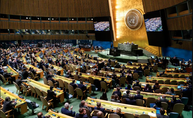 Một cuộc họp của Đại hội đồng Liên Hợp quốc được tổ chức ở New York, Mỹ. (Ảnh: AP)