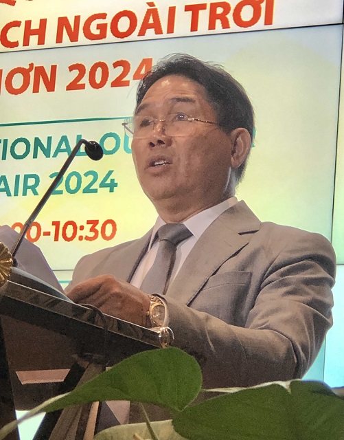 Ông Lê Minh Thiện giới thiệu về chương trình Hội chợ Q-FAIR 2024. Ảnh V.H