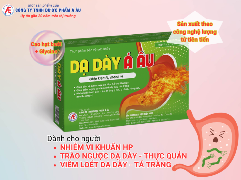 Viên uống Dạ Dày Á Âu giúp cải thiện viêm loét dạ dày tá tràng