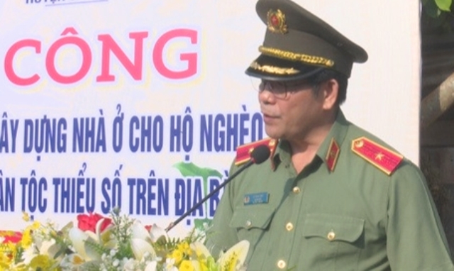 Thiếu tướng Lê Vinh Quy – Giám đốc Công an tỉnh Đắk Lắk phát biểu tại lễ khởi công