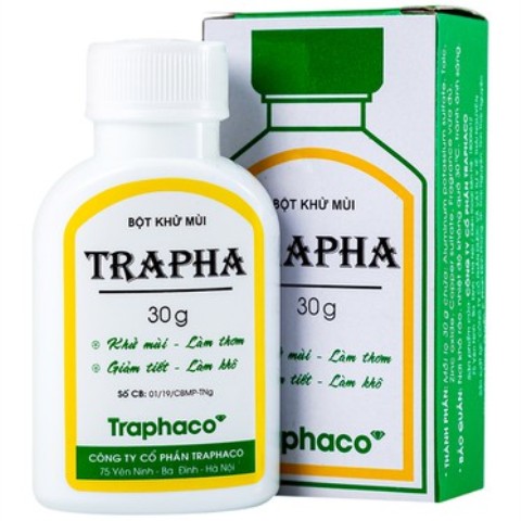 sản phẩm bột khử mùi Trapha - hộp 1 chai 30 g do không đạt tiêu chuẩn chất lượng về chỉ tiêu giới hạn kim loại nặng.