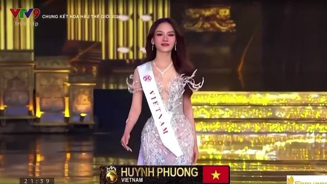 Hoa hậu Mai Phương tại phần chào sân của chung kết Miss World 2024 ở Ấn Độ, tối 8/3. Video: VTV9