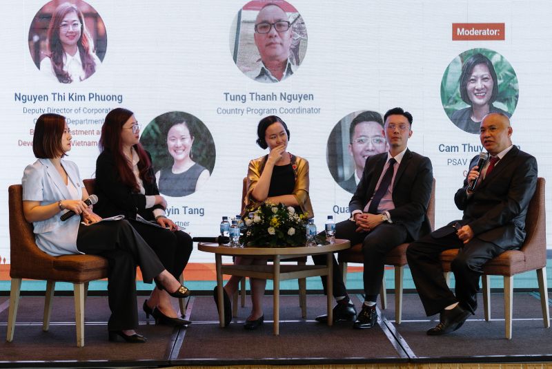 Bà Nguyễn Thị Kim Phượng – Phó Giám đốc Ban Khách hàng doanh nghiệp BIDV (thứ hai từ trái qua), tham gia thảo luận tại Diễn đàn đầu tư quốc gia